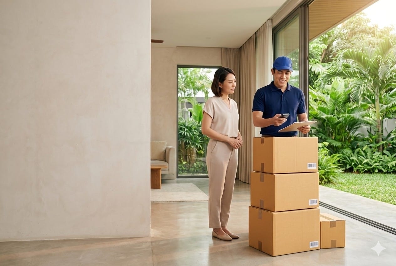 Illustration of doorstep box collection